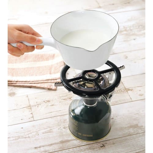 Fuji Enamel Stain-Resistant Milk Pan NEIGE, 14cm, 0.7L, Painted Finish, White, N-14M, with Measuring Tape