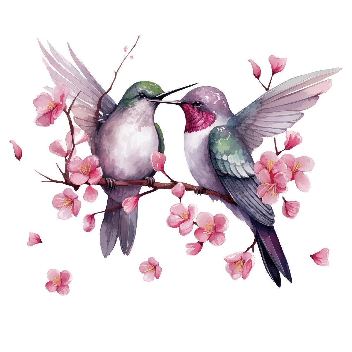 

Настенные наклейки «Сорока в стиле фэн-шуй на ветке персика», Декор «Птицы любви» для гостиной, дивана, спальни 30x30cm разноцветный