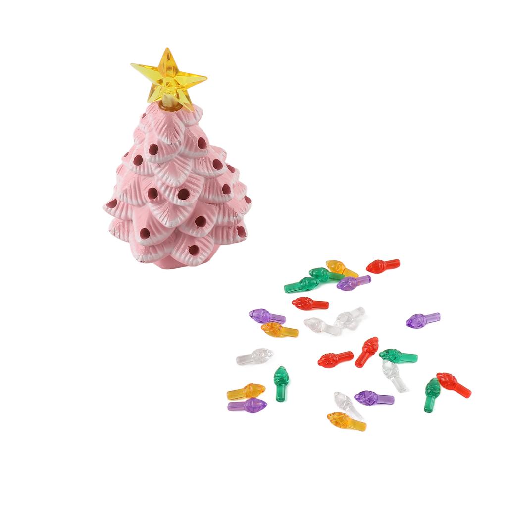 Resin Xmas Tree 4 Inch Colorful Miniature Xmas Tree Figurine Holiday Decoration for Window Yard Display