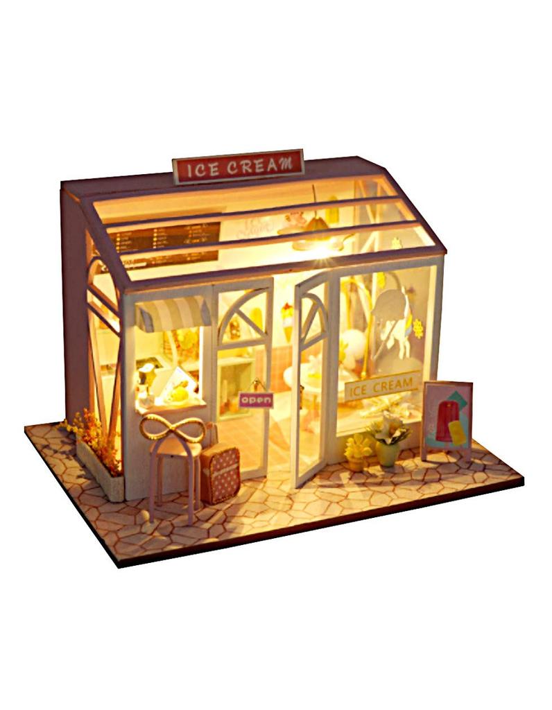 LittleSwallow World's Most Stylish Fashion Shop Miniature Dollhouse Model DIY Craft Kit Set (Ice Cream Shop)
