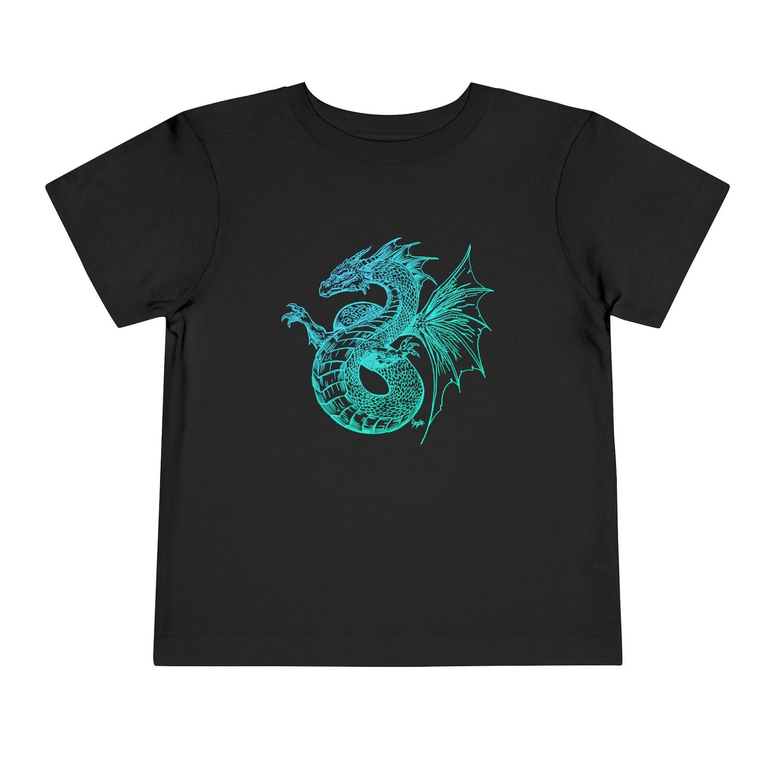 Toddler Teal Sea Dragon Tee | Fantasy Serpent Graphic T-Shirt Leviathan Jörmungandr Ryujin Watatsumi Knucker DnD Dungeons S