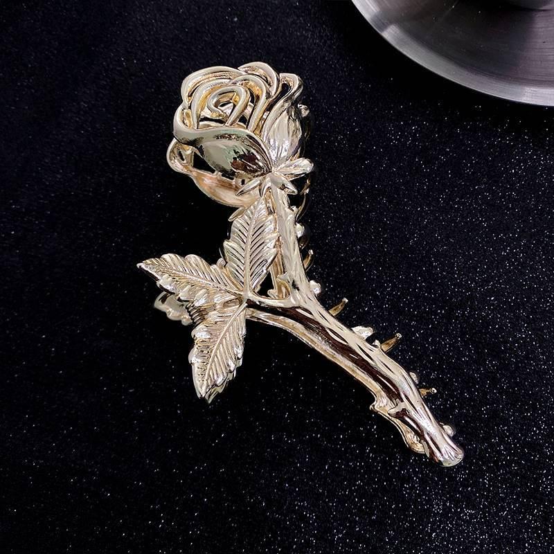 Rose Blume Metall Haarklammer - Retro Stil für Frauen