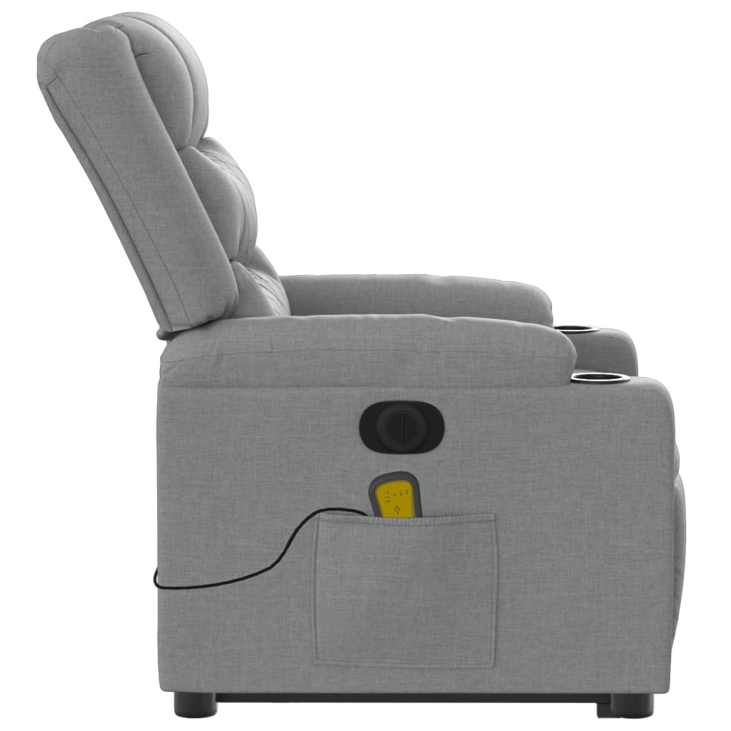 Electric Massage Recliner with Rising Function Light Grey Fabric