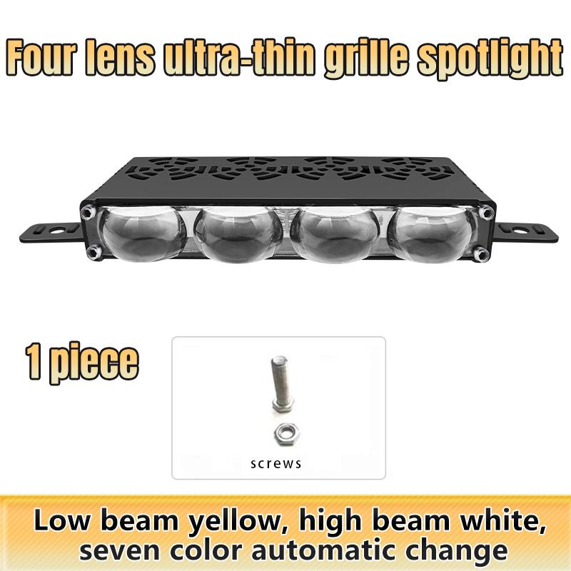2/3/4 Lens Car Grille Light Motorcycle Auxiliary Driving LED Headlight Truck Off-road Vehicle High Brightness Spotlights 12V 24V