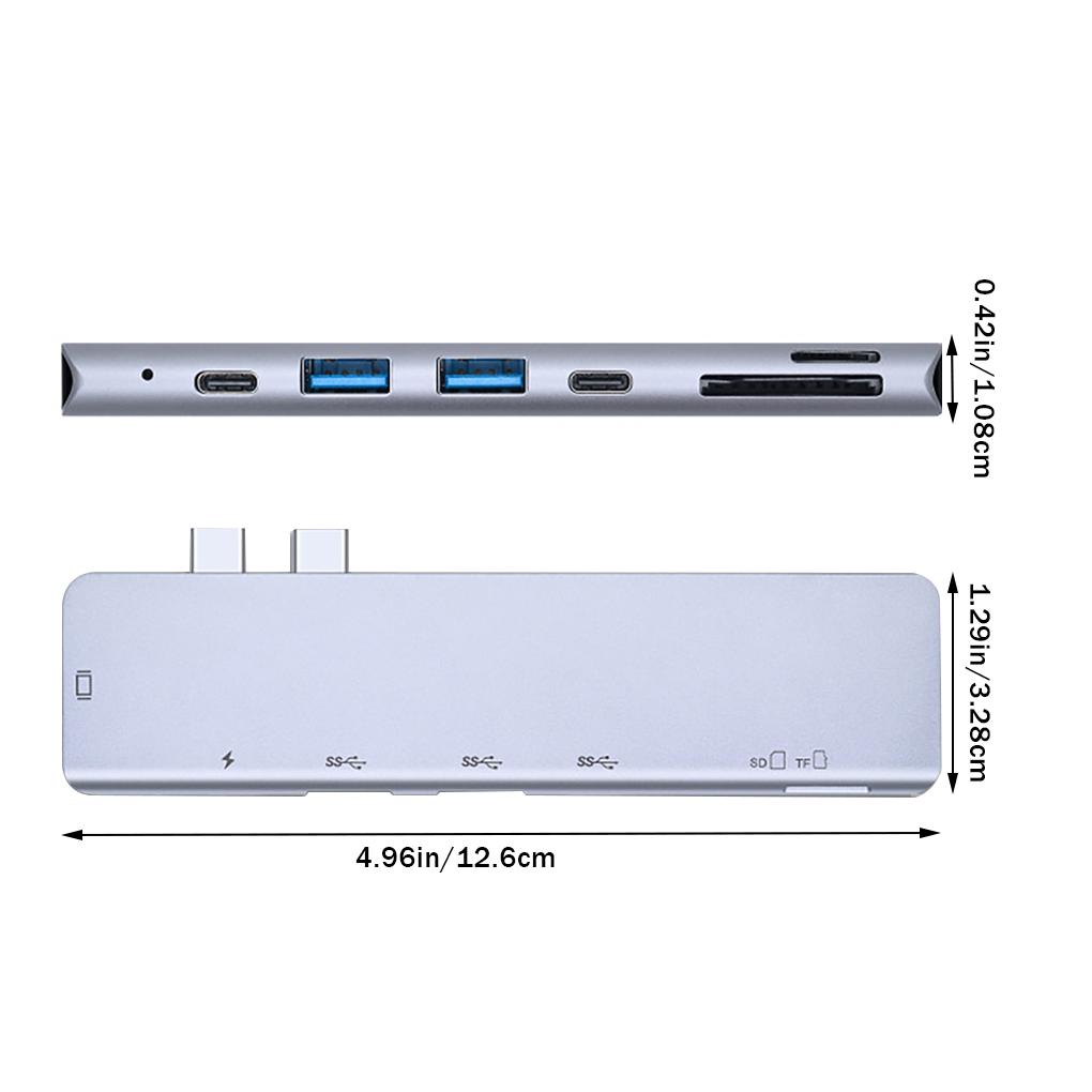 Gray Fast Transmission Type C Adapter For Multi-device Compatibility 4K Laptop Hub Accessories