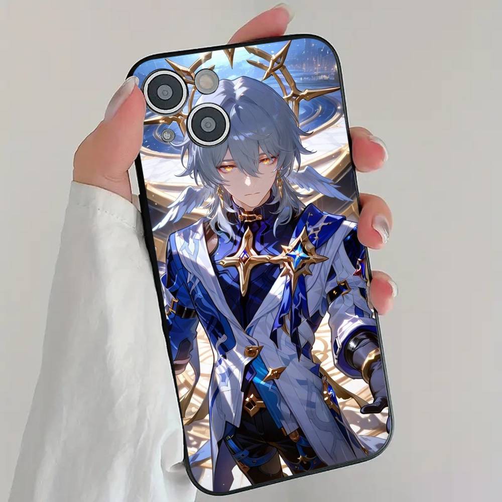 Handsome S-Sunday Anime Game H-Honkai Star R-Rail Phone Case Cool Black Silicone Soft For IPhone 16 15 14 13 12 11 X XR Plus Pro