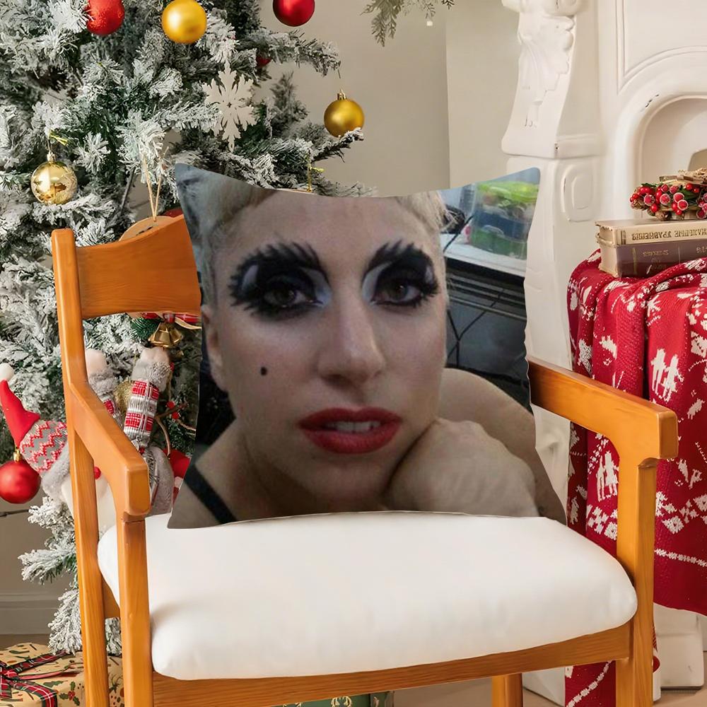 Federa Cuscino Divertente Meme Lady Gaga Peluche Corto Setoso con Cerniera Invisibile Antipolvere Copricuscino Divano per Decorazione Casa