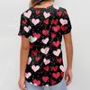 Women's Fashion Short-Sleeve Valentine's Day Print V-Neck Pocket Workwear Top