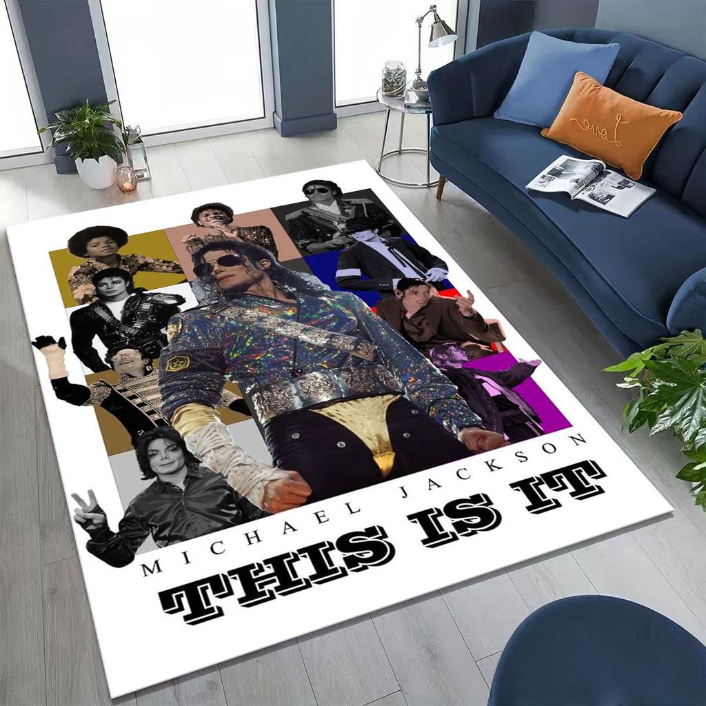Fashion MJ Michael Jackson King of Pop Art Rug for Bedroom Living Room Sofa Home Doormat Decor, Large Kids Non-slip Floor Mat