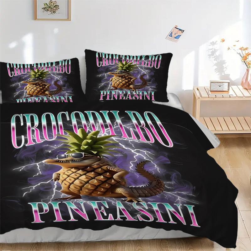 

Crocodile Pineapple Lightning Bedding Set Comforter Cover Gift for Bedroom,Includes 1 Cover and 2 Pillowcases, No InsertB638 135x200cm