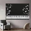 2D Blackboard Music Theme Backdrop Piano Keys and Notes for Musician Party Background
