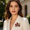 Vintage Style Brooch Pin Autumn Maple Leaf Design Zinc Alloy with Rhinestone Inlay Suits Coats Sweaters Badge Formal Wear Accessory Fall Season