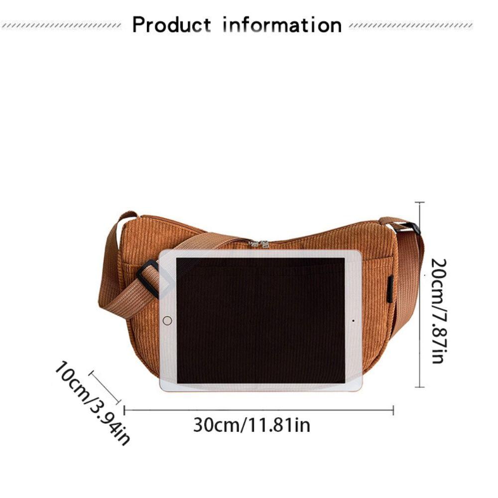 Korean Style Corduroy Shoulder Bag Cotton Cloth Canvas Handbag Solid Color Shoulder Bag  All-match