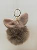 Keyring Fur Pompom Ears Rabbit Beige for Car