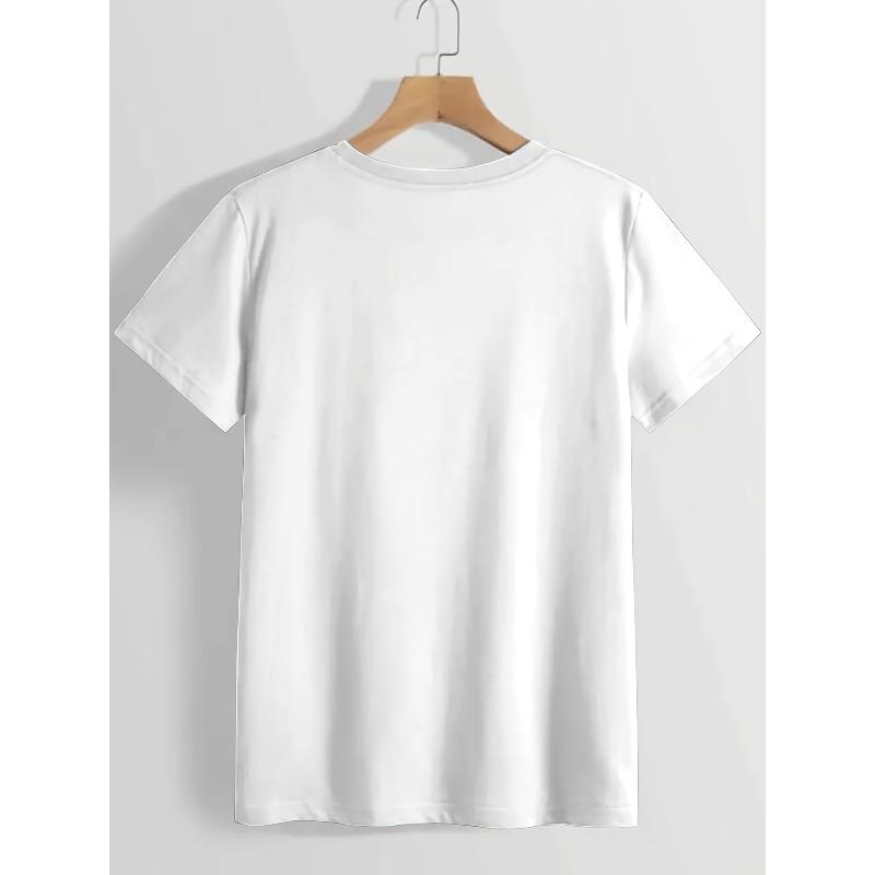 European Sizes Women's White Oversized T-Shirt with Multicolor Dripping Stripe Print - Short Sleeve Round Neck Casual Summer Top