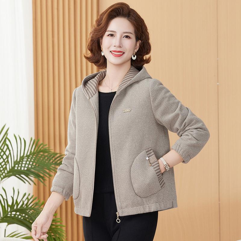 

Women s 2025 Autumn/Winter Stylish Hooded Wool Jacket - Slim-Fit, Age-Reducing Coat for Middle-Aged & Elderly 4XL (recommended for 135-145 lbs)
