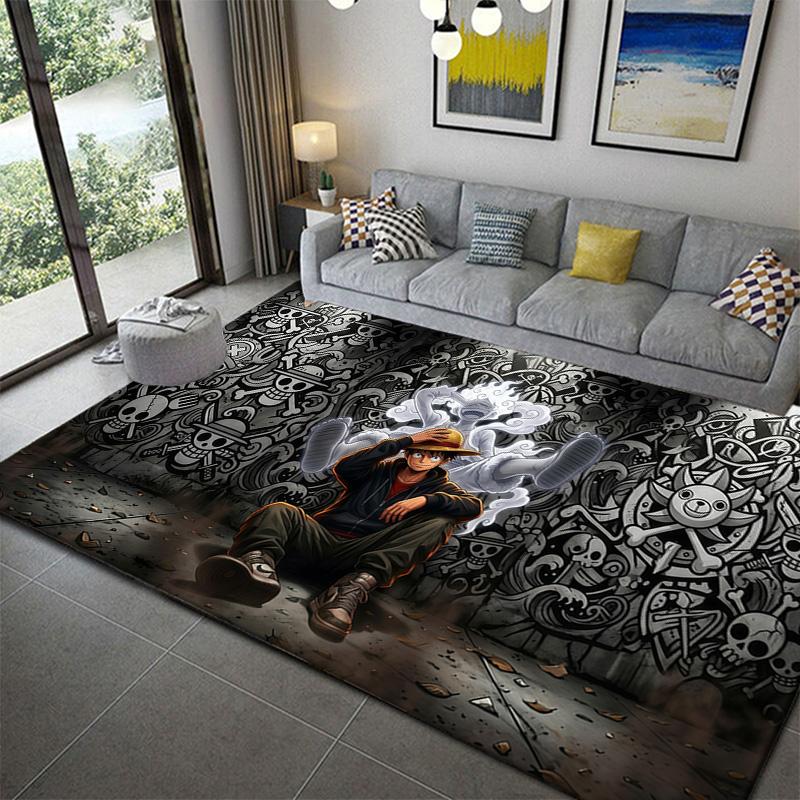 One Piece Vibrant Color Print Rug Soft Non-Slip Floor Mat for Home Decor