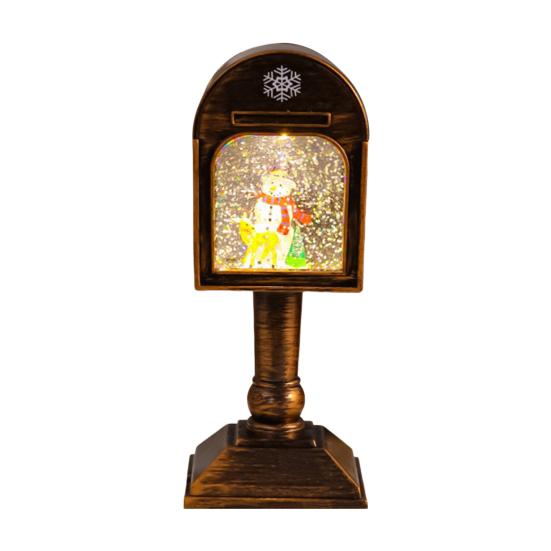 Christmas Wind Light USB/Battery Powered Mailbox Design Lamp Retro Sequin Glass Ball Santa Claus Snowflake Table Lamp Xmas Decor
