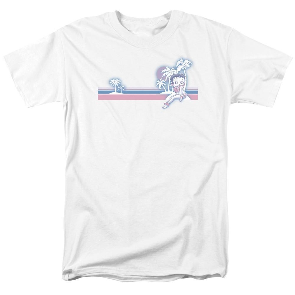 Betty Boop - Reto Surf Band - Adult Unisex Short Sleeve T-Shirt - White S