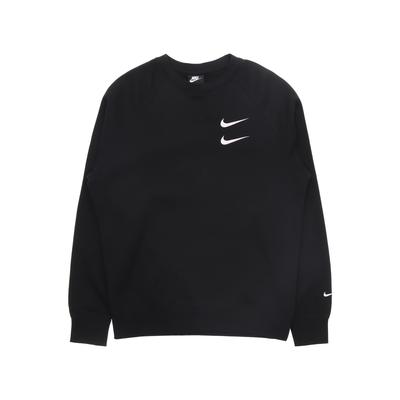 Nike Sportbekleidung Herren Doppelswoosh Fleece Rundhals-Sweatshirt Schwarz Standard Passform DD5079-010