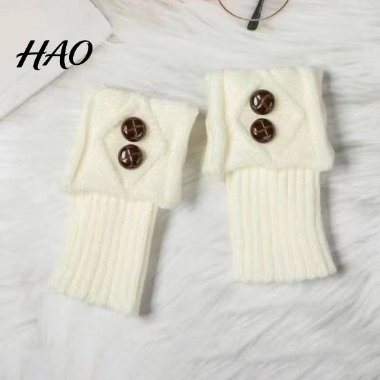 Buttoned Leg Cuffs Women Warmers Knitted Gaiters with Buttons Warm Boot Cuff Sock Jacquard Girl Short for Autumn Winter Daily Outings Street