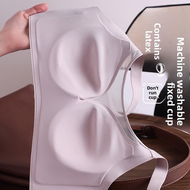 Plus Size Full Cup Bust Minimizer Bra, Thin Wireless Push Up Anti-Sagging Side Support Women's Bra