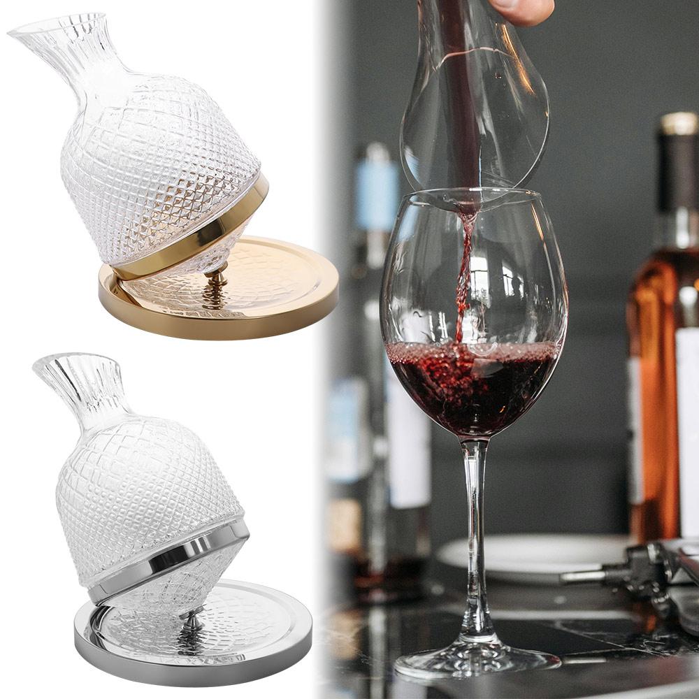 with Base Crystal Glass 360 Rotating Decanter Thickened Wine Dispenser Wine Aerator Banquet