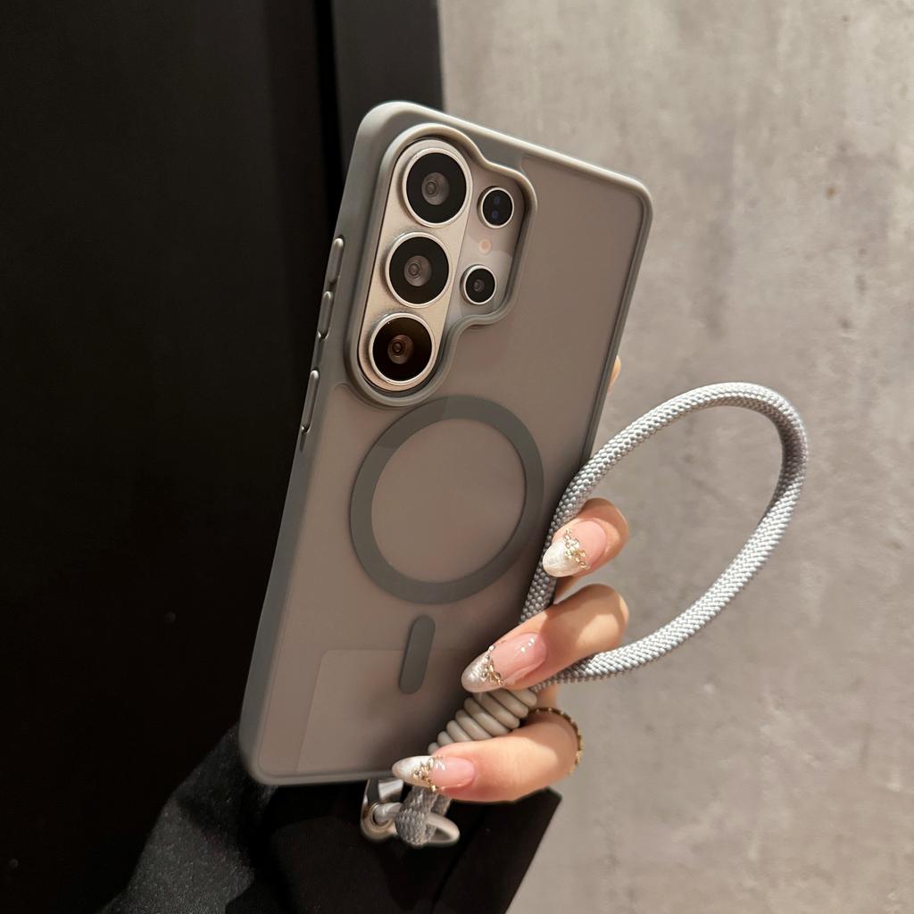 Wrist Strape Thin Magsafe Phone Case for Samsung Galaxy S26 S25 S24 Ultra S23 S22 FE A17 A16 A36 A56 A07 Magnetic Armor Cover