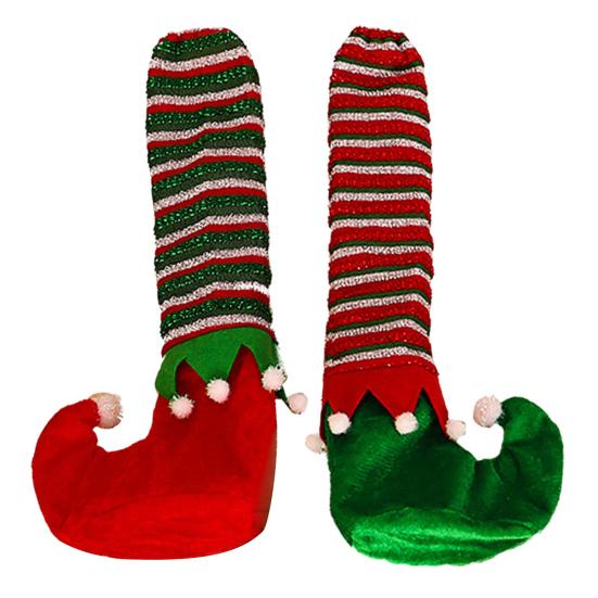 Elastic Felt Pads for Chairs 4 Pcs Christmas Table Chair Leg Covers, Striped Elf Furniture Protectors Scratch Prevention Socks, Floor