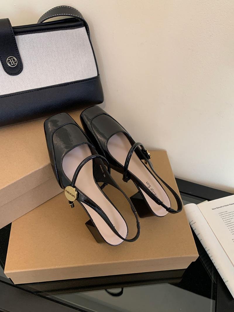 

Знаменитые босоножки на высоком каблуке, женские, яркая кожаная задняя часть, пустая маленькая кожаная туфля, юбка, серебристые туфли Мэри Джейн 40 чёрный