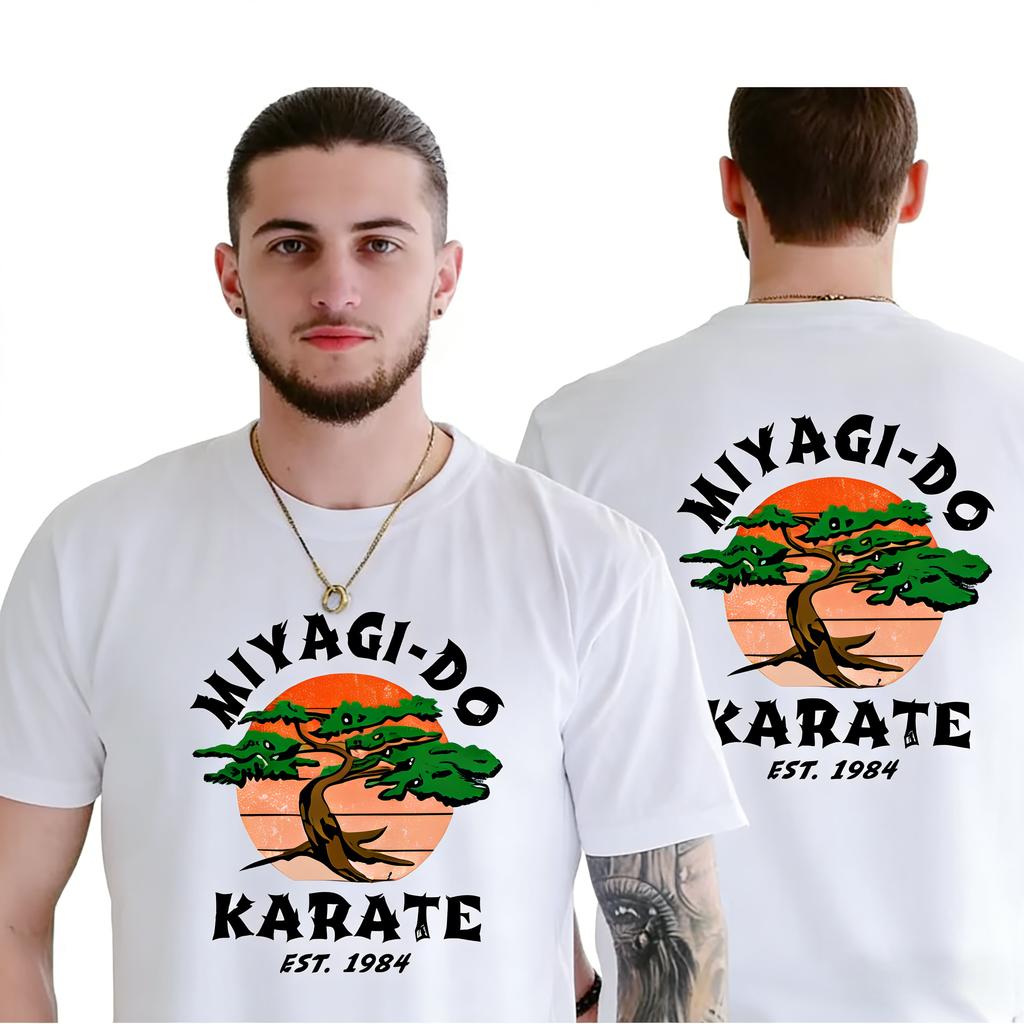 Classic Anime Tshirt for Men Cobra Kai Miyagi Do Summer Mens Fashionable and Comfortable Pullover Hip Hop Street Mens Clothing