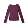 Women's U Neck Long Sleeve Tee Shirt Slim Fit Stretch Basic Solid Color Casual Tunic Top