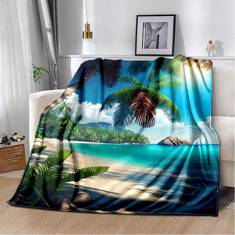 2025 New Style Sea Water Beach Reef 3D Nature Scenery Blanket,Soft Throw Blanket for Home Bedroom Bed Sofa Travel Picnic Cover