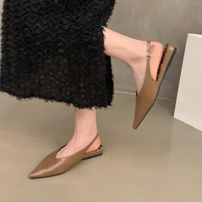 Fashion Bailamos Brand Women Sandals Pointed Toe Elegant Flat-heel Shoes Summer Fashion Slingback Woman Mules Shoes Pumps Dress Shoes Mu