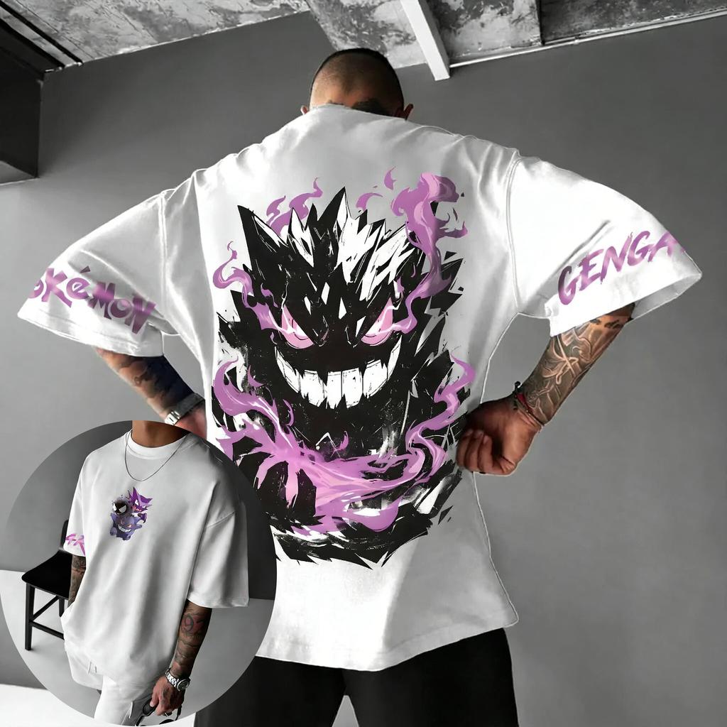 2026 Summer New Arrival Pokémon Gengar Tshirt Plus Size Mens Sportswear Outdoor Training Fitness Family Matching Outfits Top