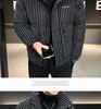 Trendy Brand Men's 2025 Winter White Duck Down Striped Puffer Jacket with Gold Thread and Soft Fur