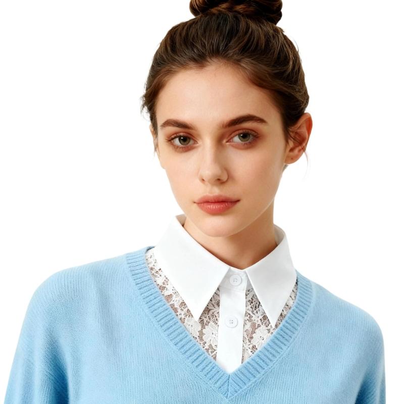 Elegant Detachable Lace Collar Spread Lapel Design Decorative Accessory for Dresses and Blouses