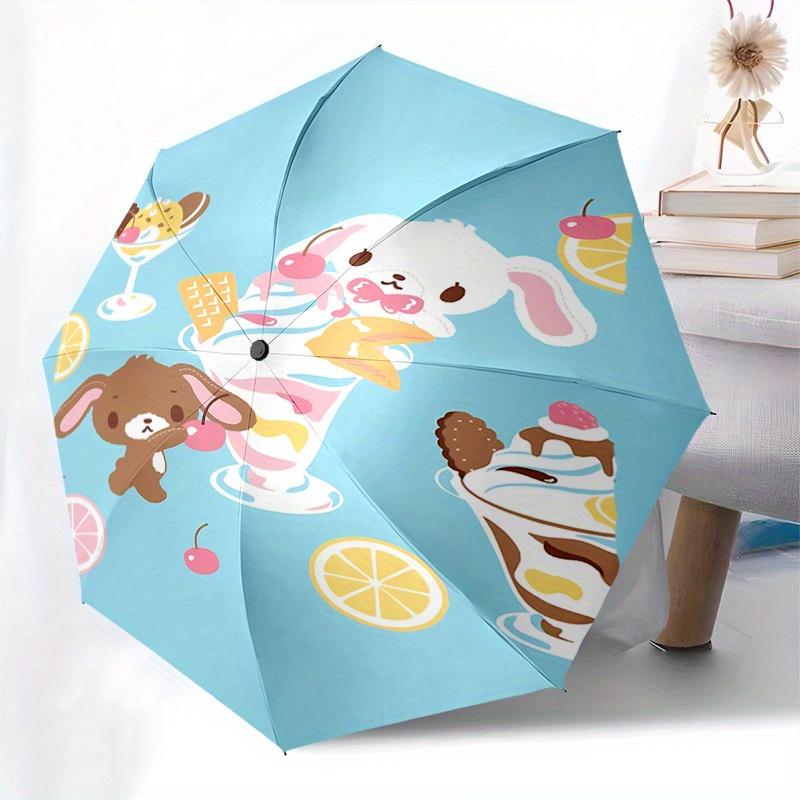 Sugar Bunnies Automatic Open/Close Umbrella-Cute Umbrella with Cute Design, Portable 3-Fold Compact Umbrella for Men & Women, Halloween Chri
