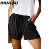 IHUASU Women's Casual Loose Elastic Waist Plus Size Shorts with Pockets Trousers