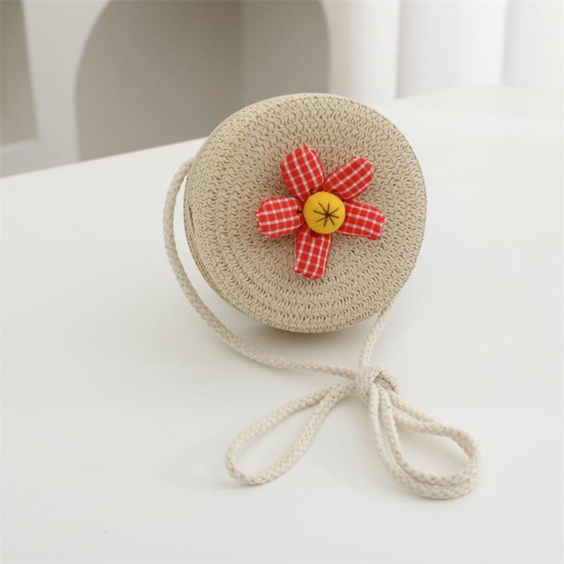 Children's Straw Woven Crossbody Bag - Small Girl's Phone and Coin Purse for Summer Outings and Seaside Trips