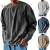 Top da Uomo Primavera Autunno con Taschino al Petto Girocollo Maniche Lunghe Polsini Elasticizzati T-shirt Tinta Unita Felpa Larga per Uso Quotidiano Sport