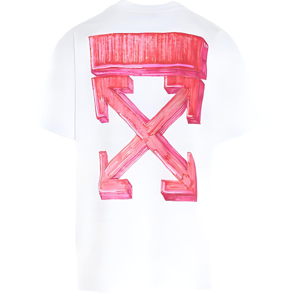 Off-White T-skjorte Røde Piler Oversized Hvit Menn Streetwear OMAA038E20JER0020125