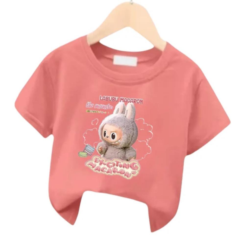 New Labubu Children's T-shirt LABUBU Ugly and Cute Pattern Girl Round Neck Short Sleeve Casual Versatile Clothing