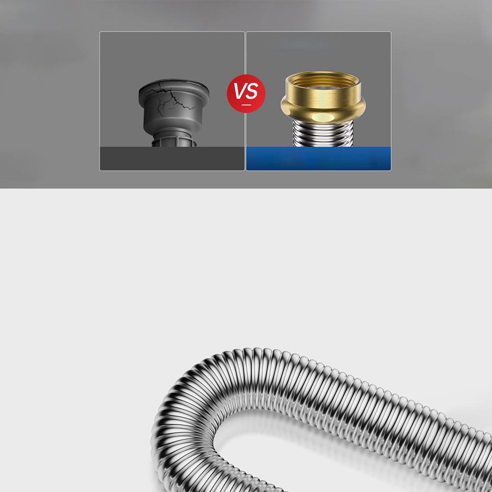 40/60cm Stainless Steel Bathroom Kitchen Sink Siphon Waste Drain Flexible Pipe Hose Home Retractable Drainage Tube