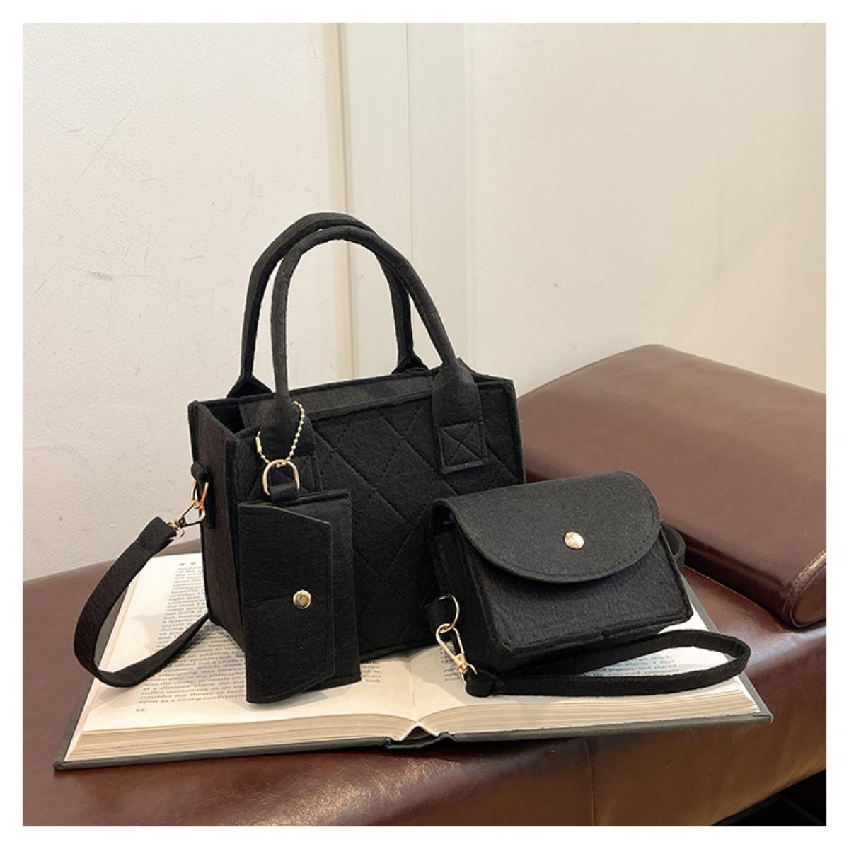 

Набор из 3 маленьких сумочек, женские сумки, летние фетровые сумки кроссбоди с ромбовидной сеткой, женские маленькие квадратные сумки на одно плечо розы красного