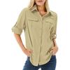 Camicia da Donna Casual a Maniche Corte Traspirante, Elastica, Asciugatura Rapida, con Zip, Colletto Reversibile e Tasca