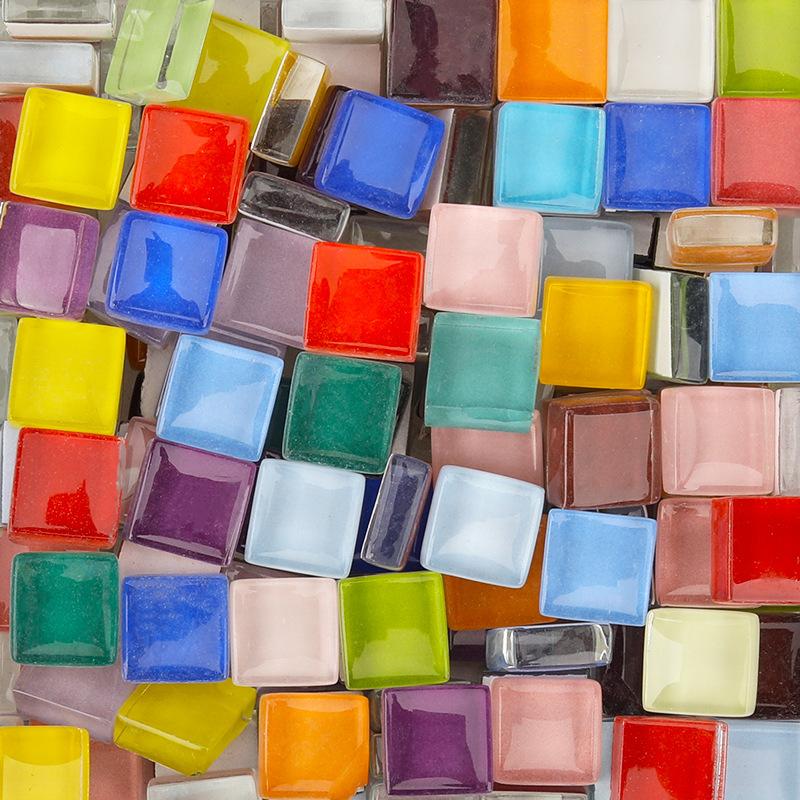 100g Glass Mosaic Tiles Colorful 1cm Square Mosaic Craft Materials for Children/Kids Multi Color Optional DIY Mosaic Stones Arte