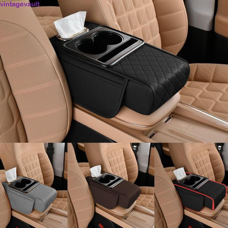 1 Pc Car Armrest Cushion With Cup Holder Car Armrest Elbow Height Pad Side Extension Cushion For Car SUVs Trucks