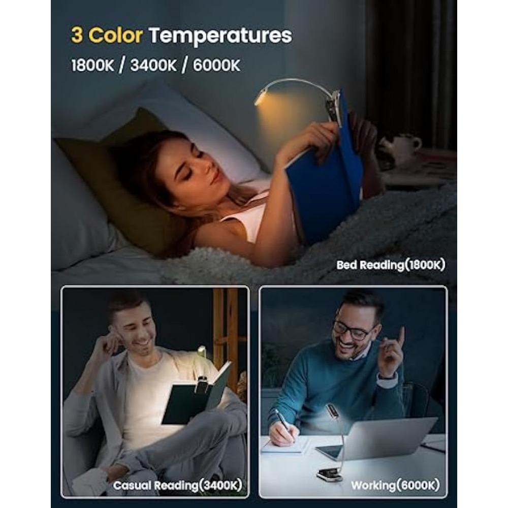 16 LED Posh Premium Mini Buchleuchte USB Wiederaufladbare Leselampe Augenschonende Mini Clip-on Buchlampe Studium Lesen Nachtlicht Lampe