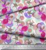 Soimoi Japan Crepe Satin Fabric Leaves & Plumeria Flower Decor Fabric Printed Metre 42 Inch